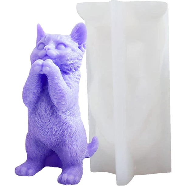 Cat Silicone Mold,3D Standing Cat Soap Mold | Soap Molds for Soap Making Silicon Molds for Soaps DIY Craft Handmade Soap Candle Plaster Resin Mould