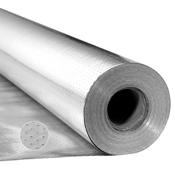 VEVOR Double Reflective Insulation Roll, Perforated Woven Fabric Radiant Barrier, 0.15mm 48 in x 250 ft, Double-Sided Aluminum Foil Heat Reflective Shield