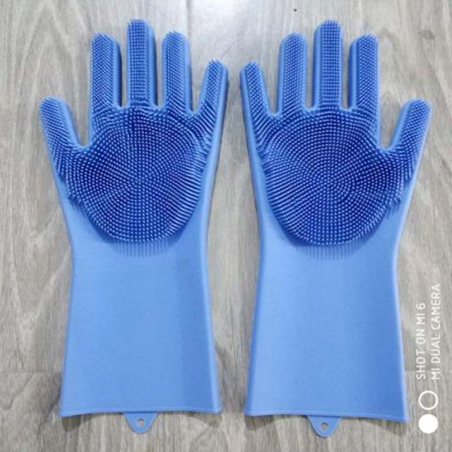 Guantes mágicos para lavar platos de goma de silicona 2 en 1, fregador ecológico, esponja multiusos para limpieza de cocina y baño Xemadio 2022179-3