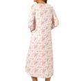 thumbnail image 3 of ValueVibe Nightgown for Women Long Sleeve Sleepshirts Full Length Sleepdress Lace Trim V-Neck House Dress with Pink Floral Printed, XL, 3 of 6