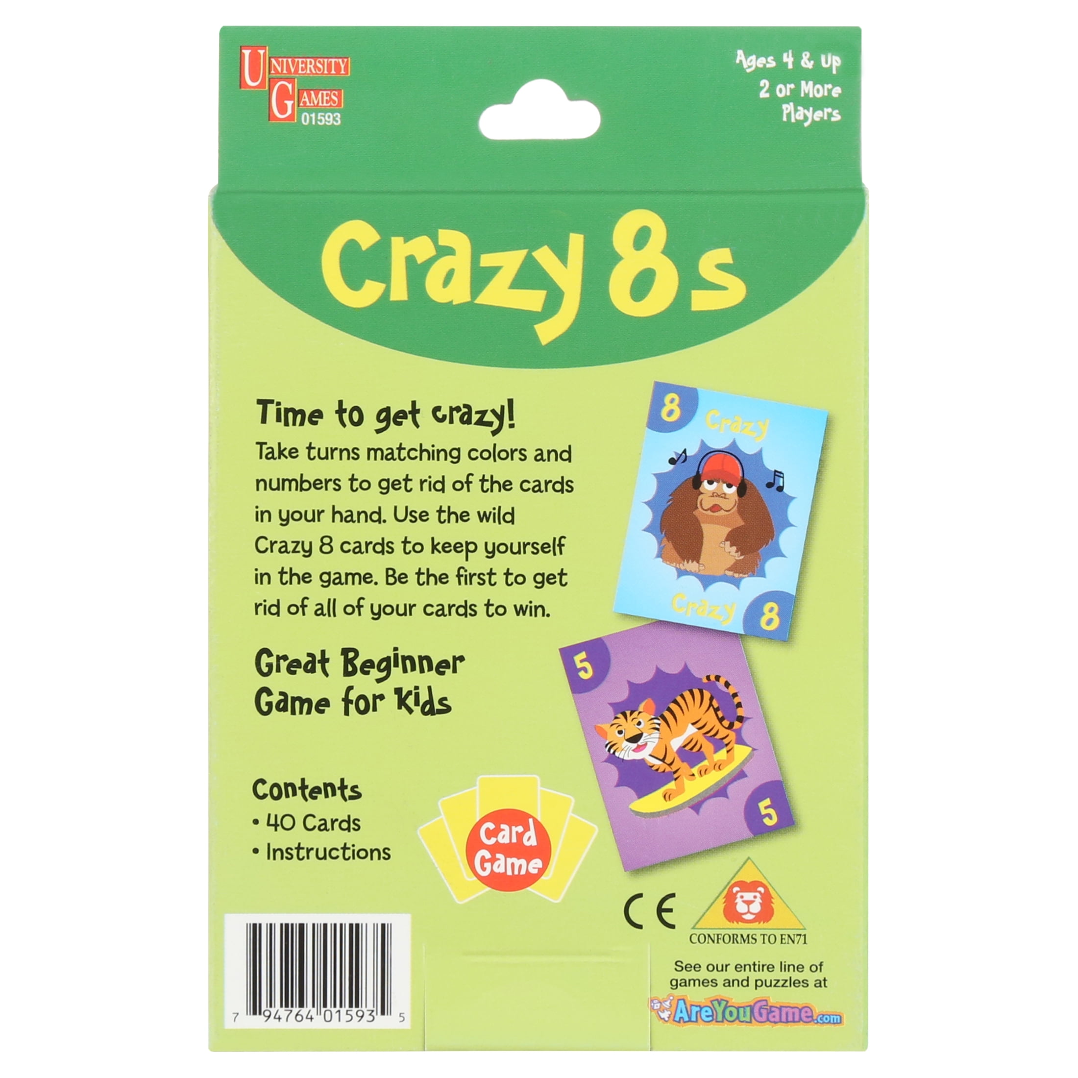 Fun a Ton Crazy 8's Card Game for Kids - The Game of Crazy 80s Kids Game  Toy - Colorful Design - Great for Children Ages 6 & Up. Cards Size 4.7 x