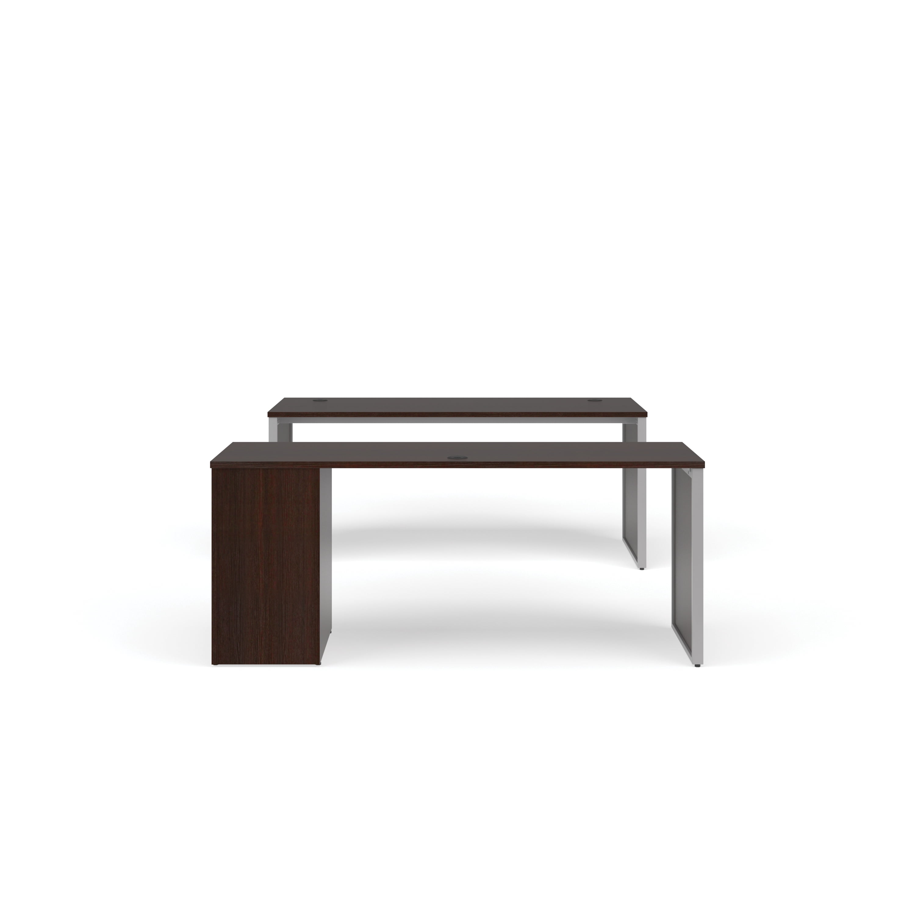OFM Fulcrum Series Office Furniture Set, 72" Table Desk, 72" Credenza, Filing Cabinet, Leg Panels, in Mahogany