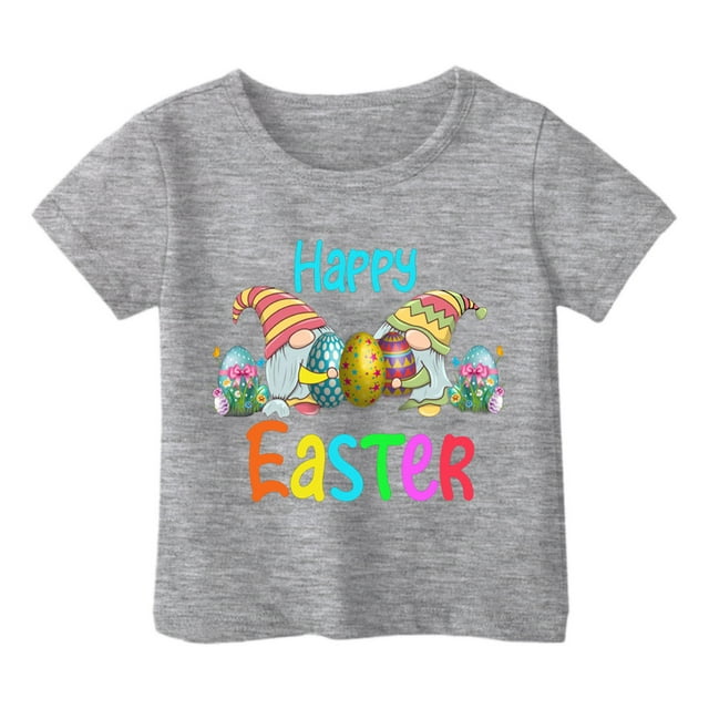 MIASHUI Tee-Shirt à Manches Courtes pour Filles de Pâques, Col Rond, Décontracté, Gris, 10-11 Ans