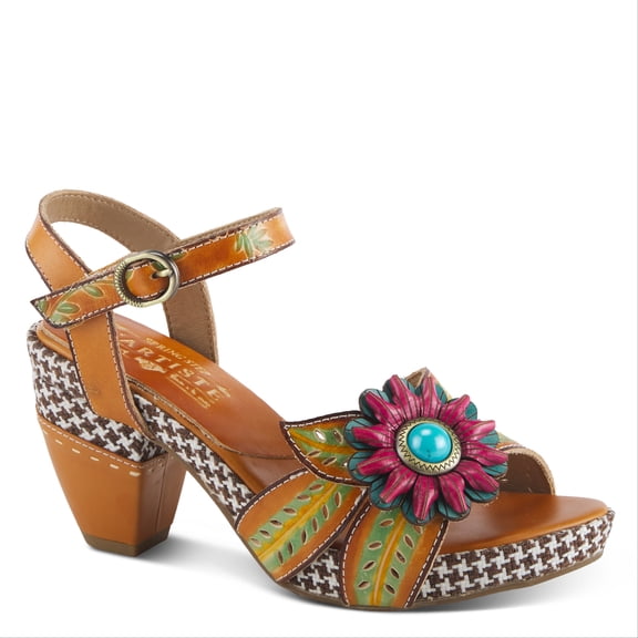L'Artiste ASTARR Hand-Painted Leather Platform Heel Sandal