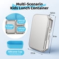 thumbnail image 4 of Pawtong Stainless Steel Bento Box for Kids , 3 Compartments Lunch Box with Removable Silicone Container, Reusable Metal Lunch Container for School, Work and Travel (Blue), 4 of 8