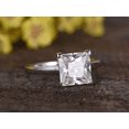 thumbnail image 3 of HeartsAndYou 3ct Princess Cut Moissanite Engagement Ring for Women 18k White Gold over Silver Solitaire Promise, 3 of 8