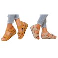thumbnail image 1 of (2-Pack) Rinsvye Women Wedge Sandals Comfortable Slip On Shoes Easy To Wear Versatile Style Perfect For Daily Use Summer Breathable Fabric Soft Inner Sole Statement, 1 of 8