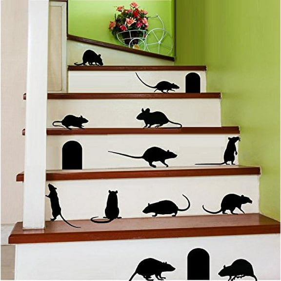 Decal ~ Mice and Holes #2 12 MICE AND 3 HOLES ~ WALL DECAL
