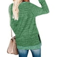 thumbnail image 3 of Womens Casual Long Sleeve Round T Shirts Blouses Sweatshirt Crewneck Pullovers Color Block Long Sleeve Side Split Tunic Tops, 3 of 4