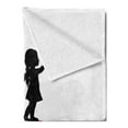thumbnail image 2 of Mushroom Soft Flannel Fleece Throw Blanket, Silhouettes of 2 Little Girl on Huge Toadstool, Cozy Plush for Indoor and Outdoor Use, 60" x 80", Vermilion Grey, by Ambesonne, 2 of 5