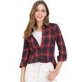 thumbnail image 2 of INSPIRE CHIC Women's Button Down Long Sleeve Collared Top Plaid Shirt, 2 of 6