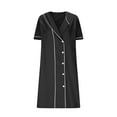 thumbnail image 5 of yoeyez Nurses Scrub Dress Uniforms Women's Solid Color Splicing Knee Length Dresses with Pocket Casual Short Sleeve V-Neck Holiday Workwear Black,XL, 5 of 7