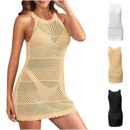 pstuiky Bikini Cover up for Women  Ladies Printed Long Sleeve V Neck Dress Beach Cover Up Summer Boho Maxi Dress Women Fashion Sun Protection Outfit Plus Size Available Beige L
