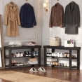 thumbnail image 4 of CONCETTA 27-In Bamboo Shoe Rack & Bench, 3-Tier 280 lb Capacity Storage Organizer for Entryway, Living Room, Balcony, Black, 4 of 13