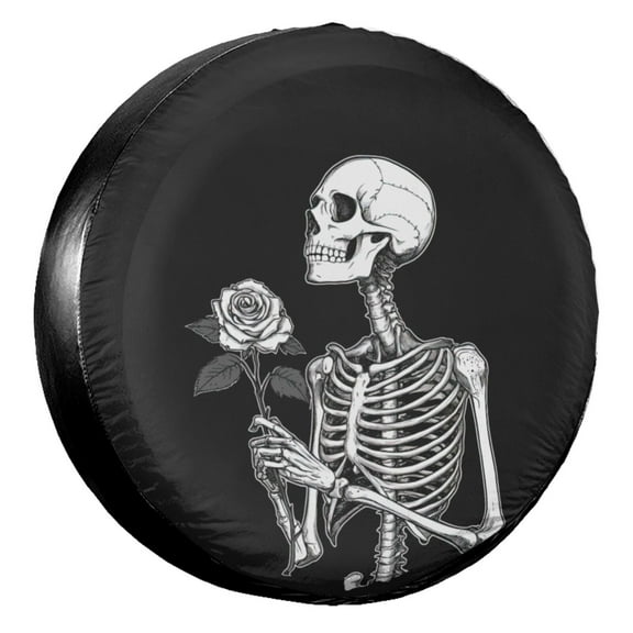 KAKALAD Skeleton Skull Boho Spare Tire Cover Universal Vehicle Accessories Buckle Car Tools 14”in