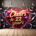 thumbnail image 4 of LUUFILx Heart Shaped Cheers 22 Years Anniversary Party Decoration Backdrop Event Celebration Photography Props Banner Festive Background Perfect for Milestone, 4 of 8