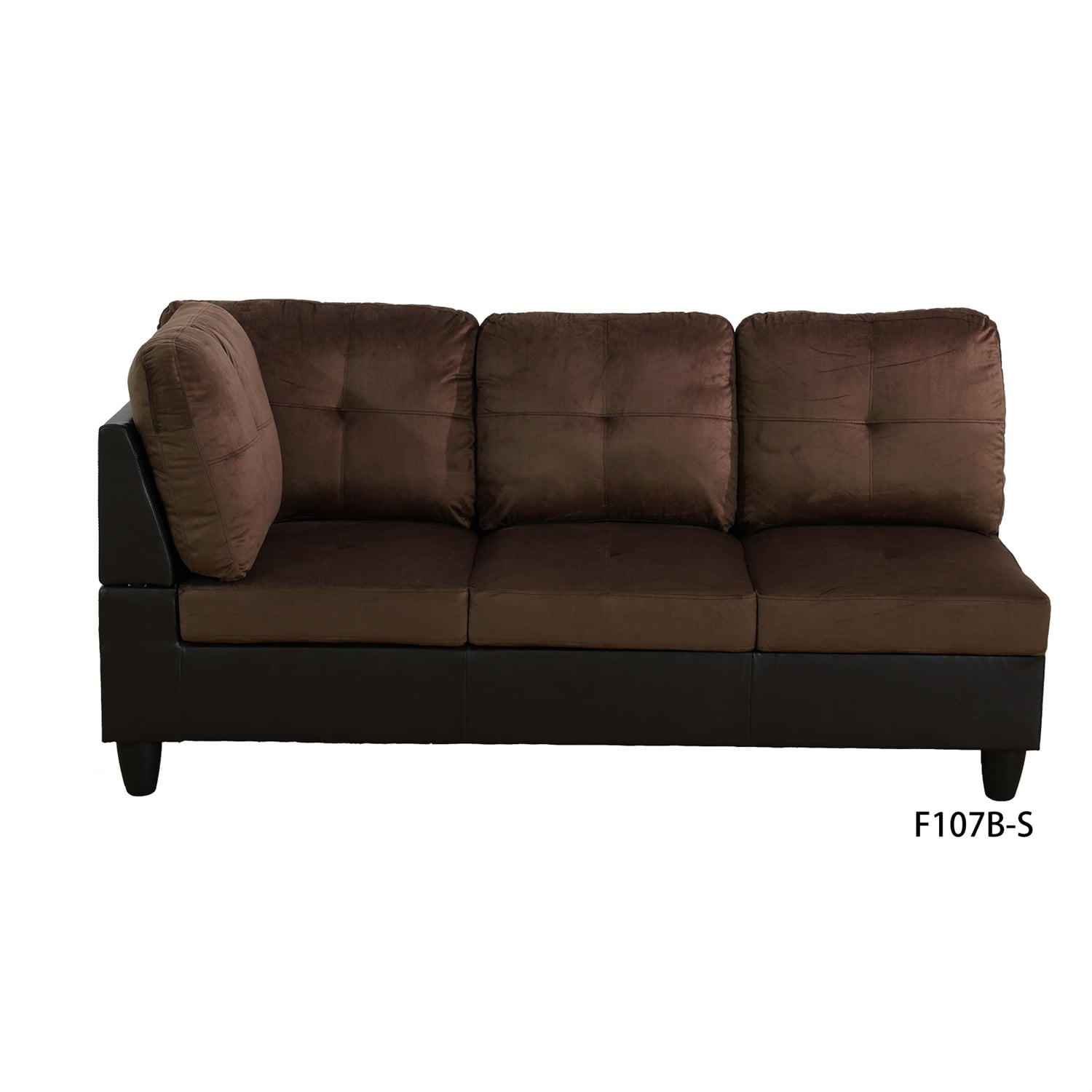 Hommoo 4 Seats Lint and PVC Sectional Sofa Couch Set, Modern L Shaped Sectional Couch, Living Room Furniture Set, Brown