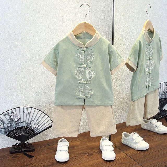 Traje chino fino de verano Hanfu para niño, traje Tang para niño, traje antiguo para niño, vestido de Zhou para niño de un año, ropa de verano para bebé