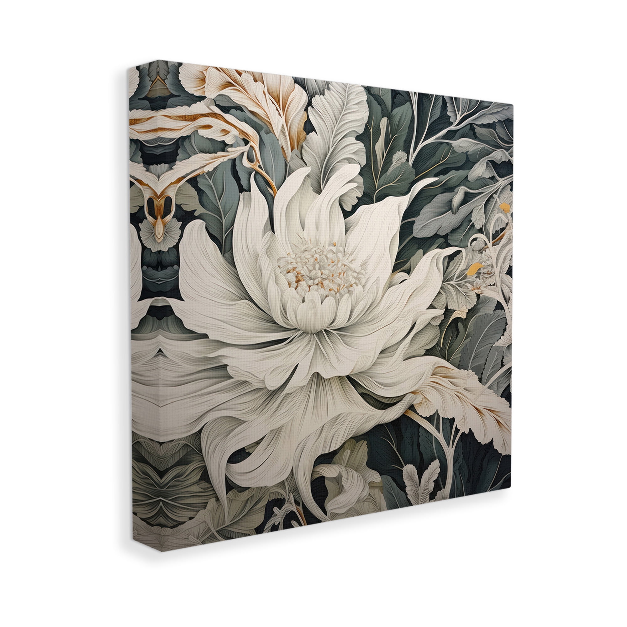 Stupell Industries Traditional Curving Flowers Botanical & Floral Painting Gallery Wrapped Canvas Art Print Wall Art, 24 x 24