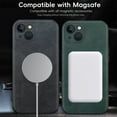 thumbnail image 5 of ELEHOLD For iPhone 13 Luxury Leather Magnetic Shockproof Case Slim Drop Protection Cover, Lens & Screen Protection, Compatible with Magsafe, Skin-Friendly, Green, 5 of 9