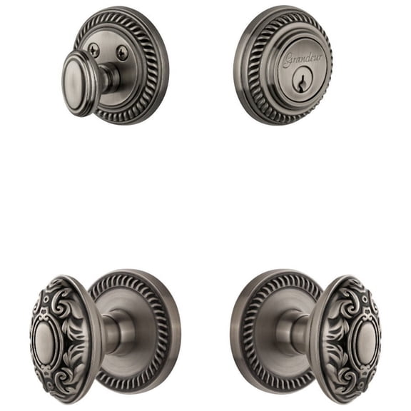 Grandeur Newgvc_Sp_Eset_238 Newport Solid Brass Single Cylinder Keyed Entry Knobset And