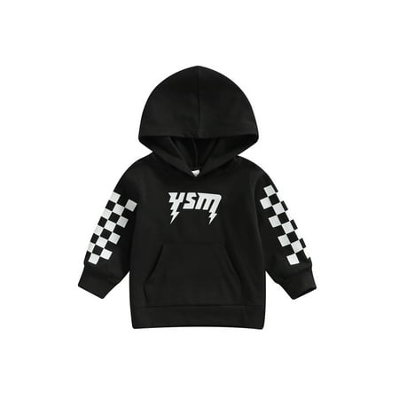 

TheFound Newborn Baby Boys Girls Fall Winter Clothes Checkerboard Print Long Sleeve Hooded Pullover Sweatshirt Tops