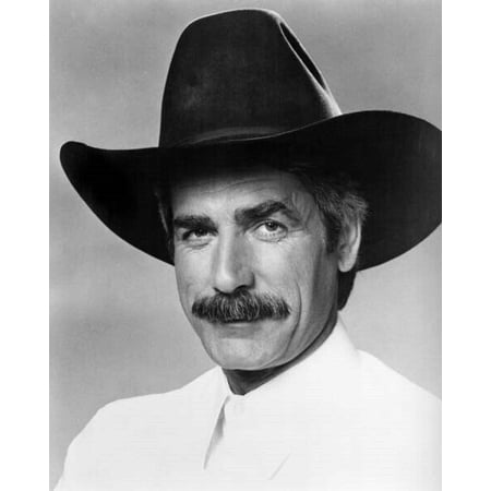 Sam Elliott 1980's studio portrait in white shirt & cowboy hat 8x10 inch photo