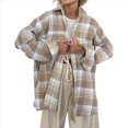thumbnail image 1 of Camisa A Cuadros con Botones para Mujer, Camisa A Cuadros de Larga con Solapa, Camisa Informal de Negocios, Tops Cuadros L, 1 of 8