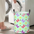 thumbnail image 3 of DouZhe Grands Paniers à Linge Pliables Imperméables, Papillons Colorés Imprimés de Fleurs Circular Hamper avec Poignées, 3 of 6
