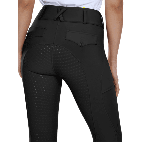 Women's Horse Riding Pants, Full-seat Round Silicone Riding Pants, Non-slip and Wear-Resistant, Single Pocket on the Right Side,Black xxs