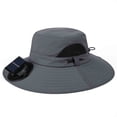 thumbnail image 3 of SAWOBUUN Solar Powered Fan Hat Wide Brim Breathable Sun Hat Fishing Beach Outdoor Hats for Men and Women, 3 of 8