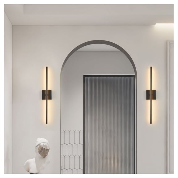 LED Wall Sconce 2-Pack, 28 Inch Modern Indoor Wall Lights, Black Matte Finish for Living Room Bedroom Hallway Hotel Decor, Dimmable Wall Mount Lamp