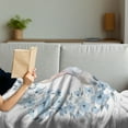 thumbnail image 3 of Watercolor Flower Soft Flannel Fleece Throw Blanket, Bunny Rabbit Portrait in Floral Wreath Illustration Country Style, Cozy Plush for Indoor and Outdoor Use, 60" x 80", Blue Grey White, by Ambesonne, 3 of 5