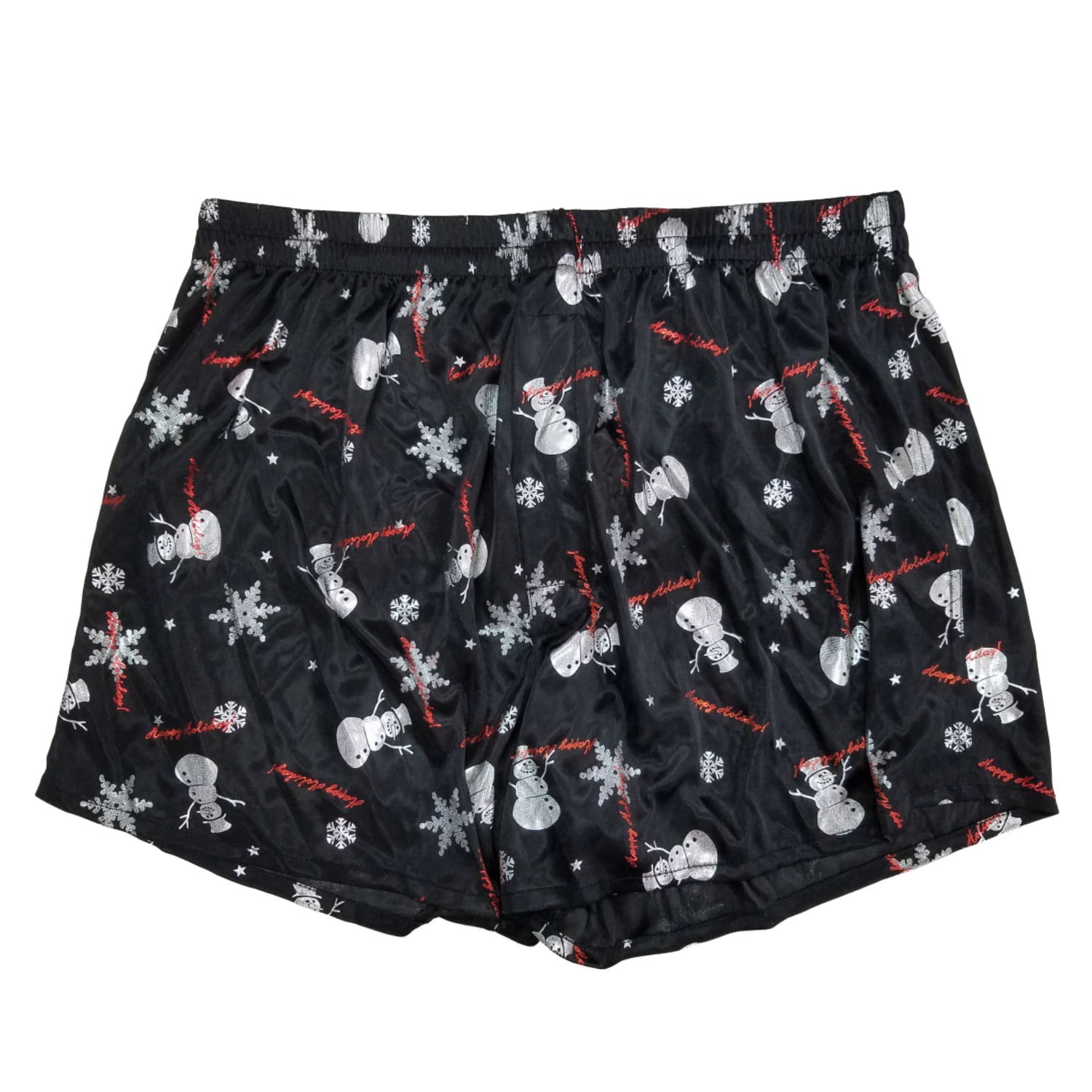 Intimo Mens Black Happy Holidays Christmas Snowman Snowflakes Silky