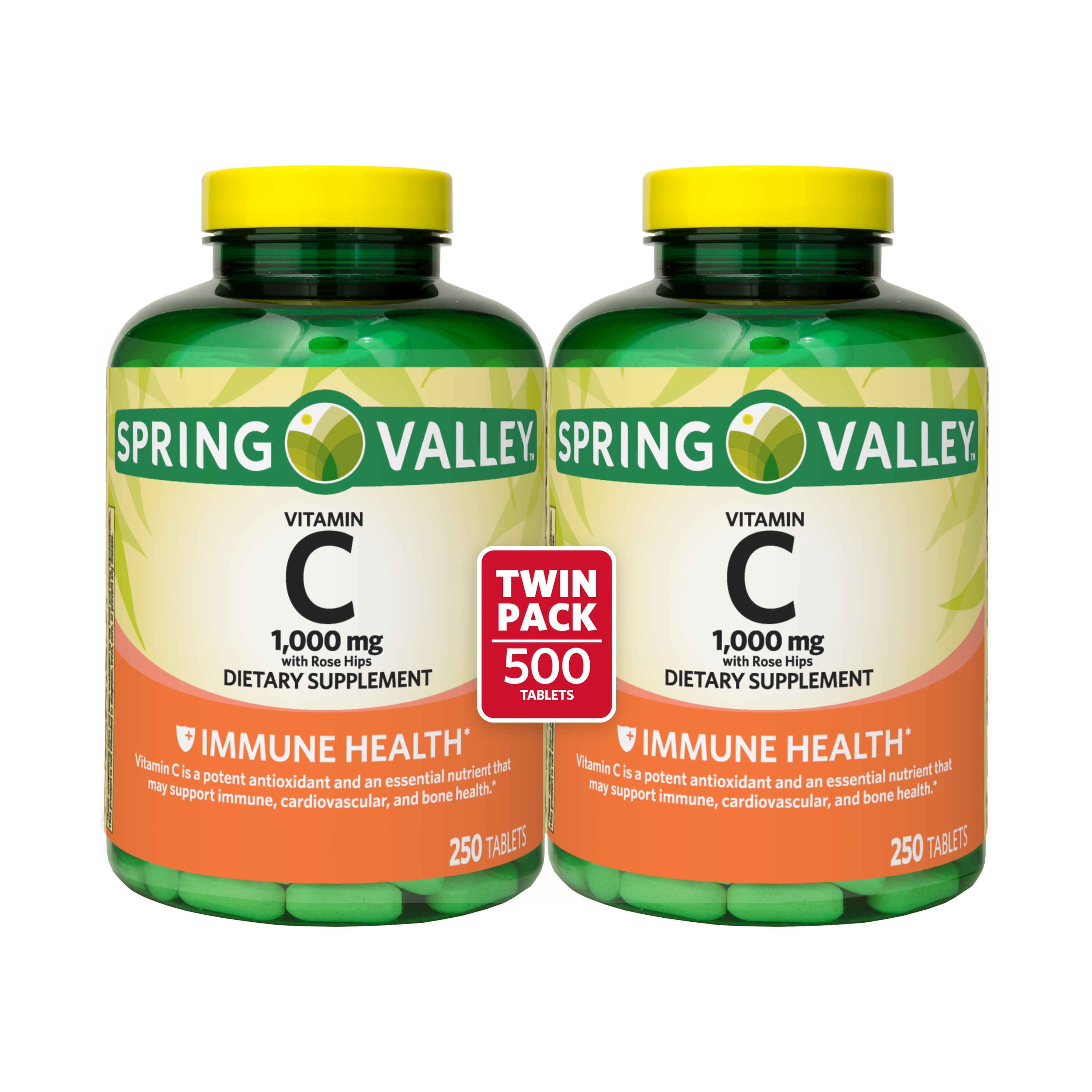 Spring Valley Vitamin C Tablets, 1000 mg, 250 Count, 2 Pack Walmart