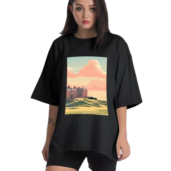 Plus Size Shirt for Women Black Tops for Women Short Sleeves Shirt for Women Seafront 1 T Shirt Crewneck Shirt for Women XS