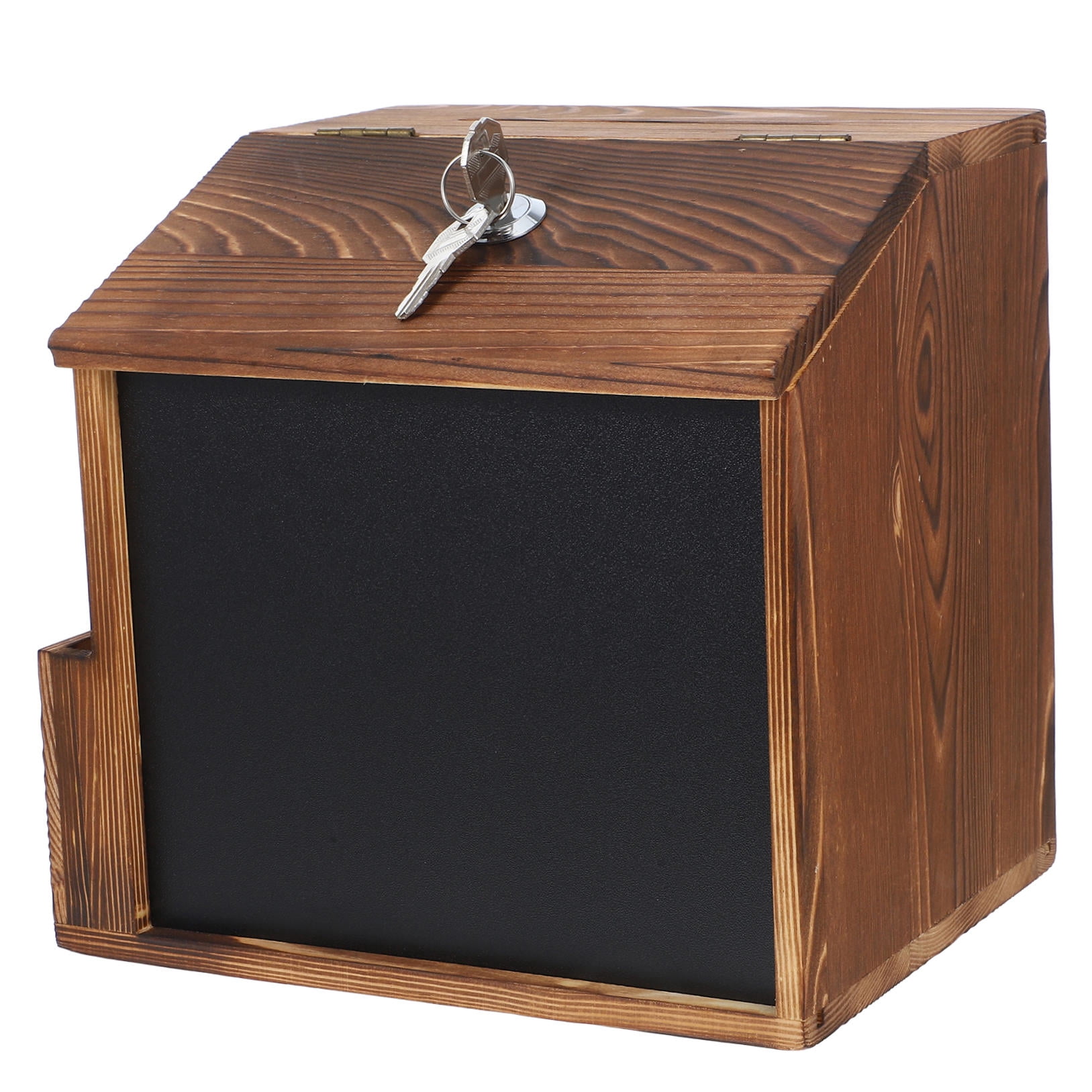 PBPBOX Wall Mailbox With Lock Wall Mountable Wood Comment Box Dark Brown 1Pcs