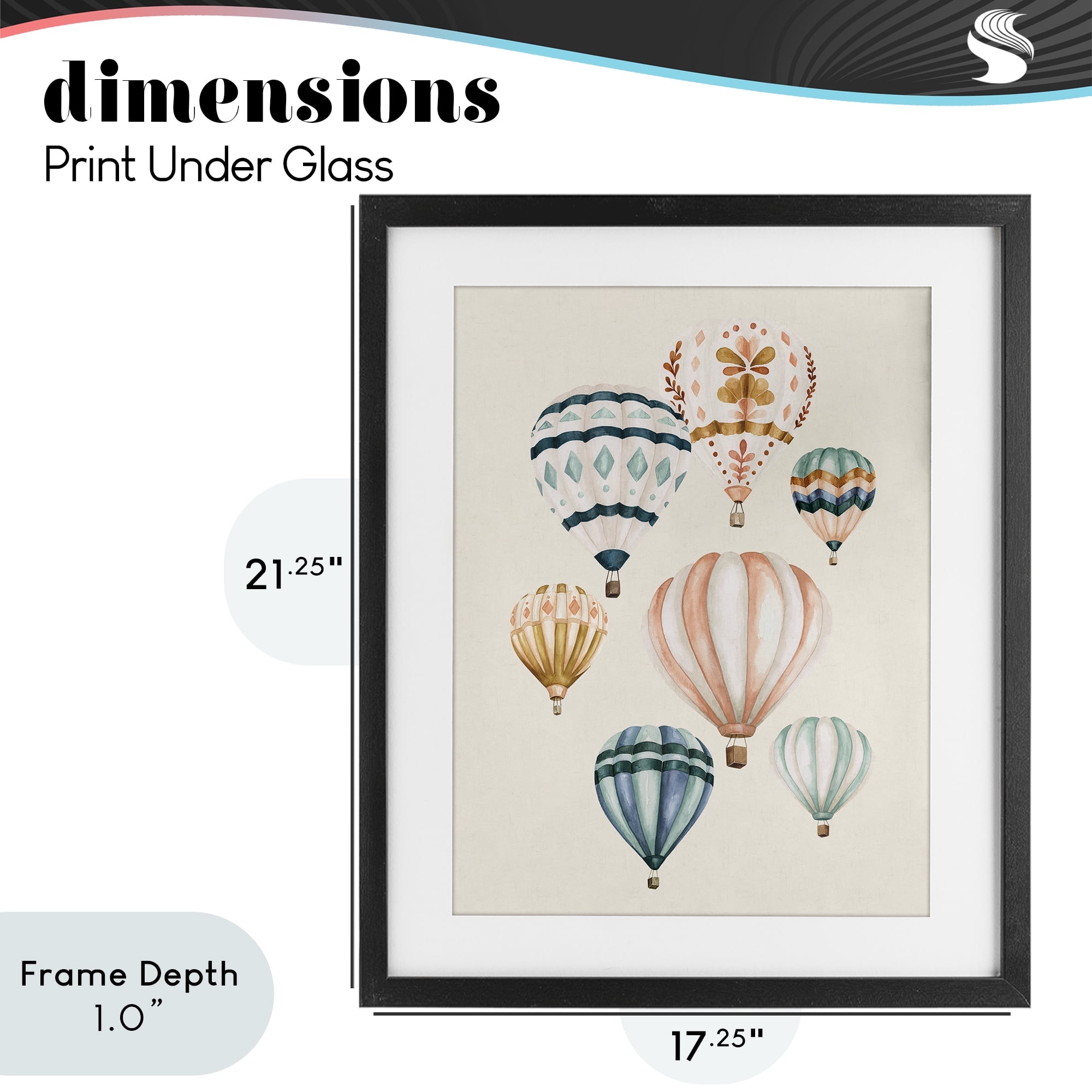 Stupell Industries Wanderlust Hot Air Balloons Black Framed Print Under Glass, design by Bethany Sandoval