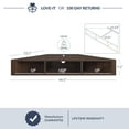 thumbnail image 5 of BELLEZE Modern Floating Wall Mounted Corner Shelf, 47" TV Console With Three Shelves And A Cable Cutout, Space Saving Decorative Media Corner Storage - Russel (Espresso), 5 of 7
