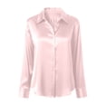 thumbnail image 4 of NTACZA Women Tops Business Casual Silk Work Blouse Loose Button Down Satin Casual Shirts for Women 5XL, 4 of 5