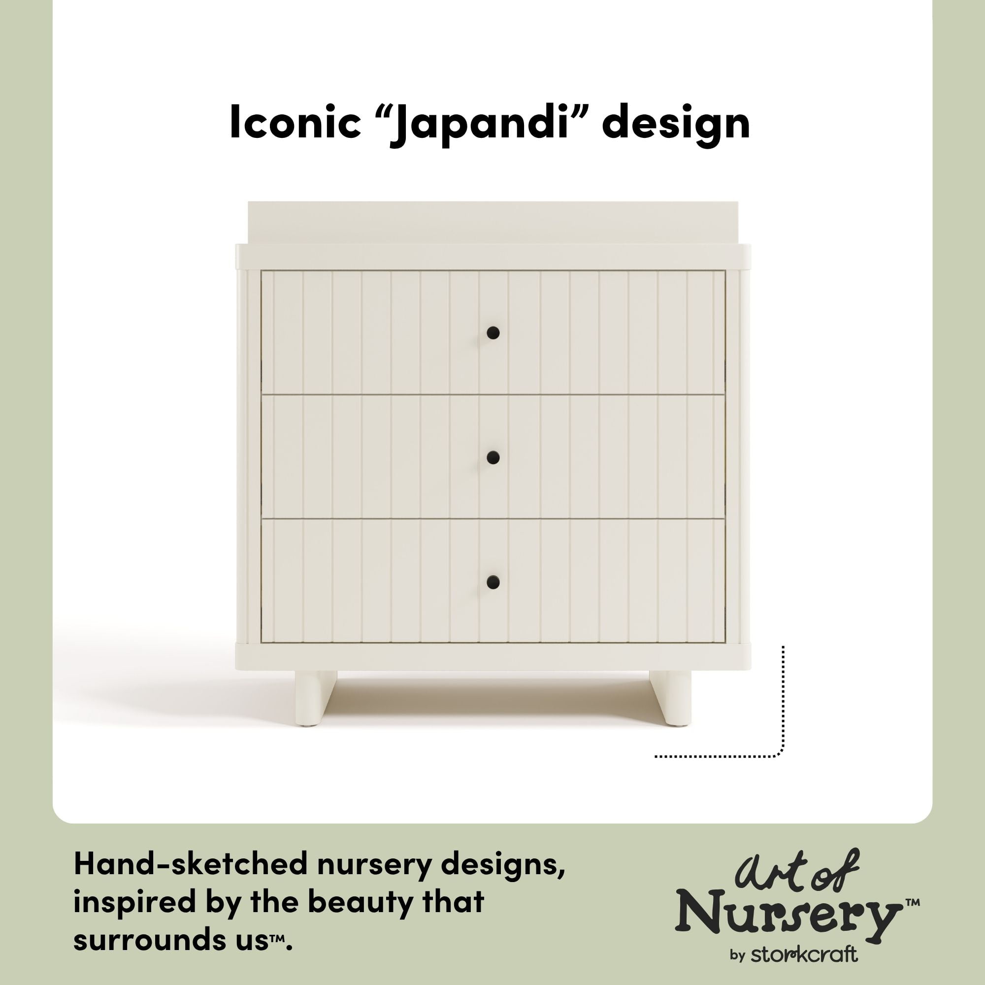 Art of Nursery by Storkcraft Kyoto 3 Drawer Dresser with Infant Changing Topper, Frosted Oat
