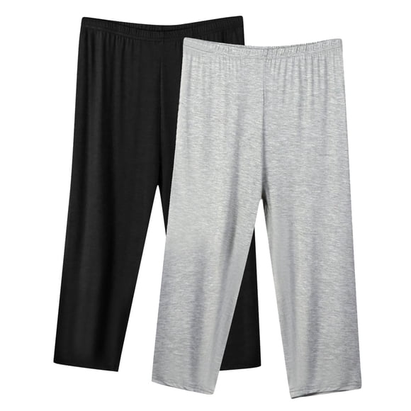 Cameland 2PC Cotton Capri Pajama Pants Womens Plus Size Elastic Waist Capris Cozy Soft Sleep Pjs Bottom Cropped Loungewear