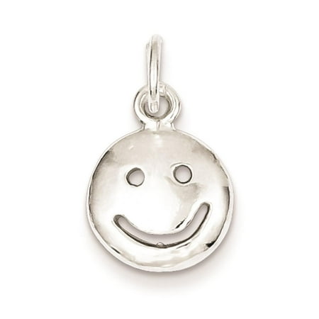 925 Silver Antiqued Smiley Face Polished Concave 15mm x 12mm Charm Pendant