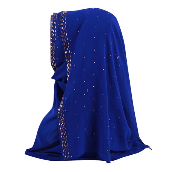 Aoochasliy Winter Scarfs Shimmer Sparkle Gold Glitters Plain Chiffon Muslim Hijab Scarf Shawl Head Wrap for Casual Home Holiday