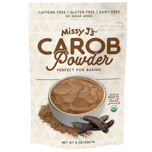 Missy J’s Organic Roasted Carob Powder 8 oz 1 Pack for Gluten Free Snacks or Chocolate Substitute