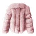 thumbnail image 4 of Somuwie Clearance Winter Women's Solid Color Warm Loose Lapel Faux Fox Fur Plush Coat, 4 of 4