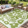 thumbnail image 2 of Moynesa 8'x10' Outdoor Rugs Waterproof, Plastic Straw RV Rugs for Outside, Large Portable RV Outdoor Rugs for Camping, Reversible Flower Picnic Mat for Camper Garden Tent, 2 of 10