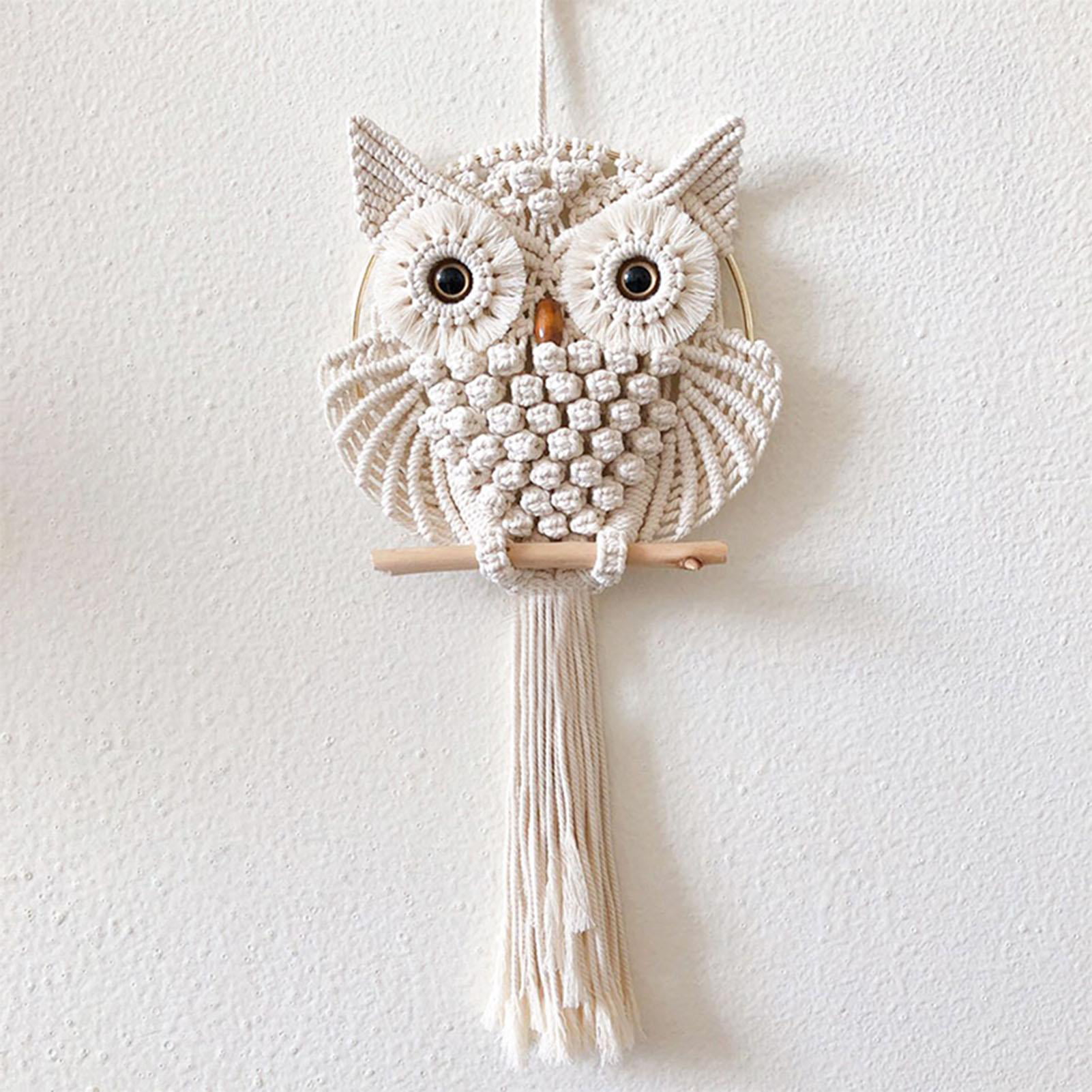 Owls Cotton Macrame Dream Catchers Living Room Wall Hanging Ornament Hand-Woven 