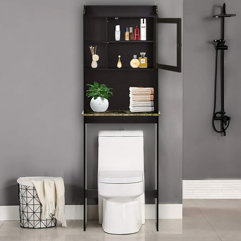 SESSLIFE Over Toilet Bathroom Organizer, Freestanding Bathroom Storage Rack  with Shelves and Doors, Over The Toilet Storage Cabinet for Small Places 