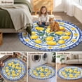 thumbnail image 5 of Round Rugs 3Ft, Summer Lemon Round Area Rug Washable Indoor Throw Carpet, Blue Floral Spring Botanical Vintage Small Non Slip Circle Rug for Bedroom Living Room Home Decor Aesthetic, 5 of 8